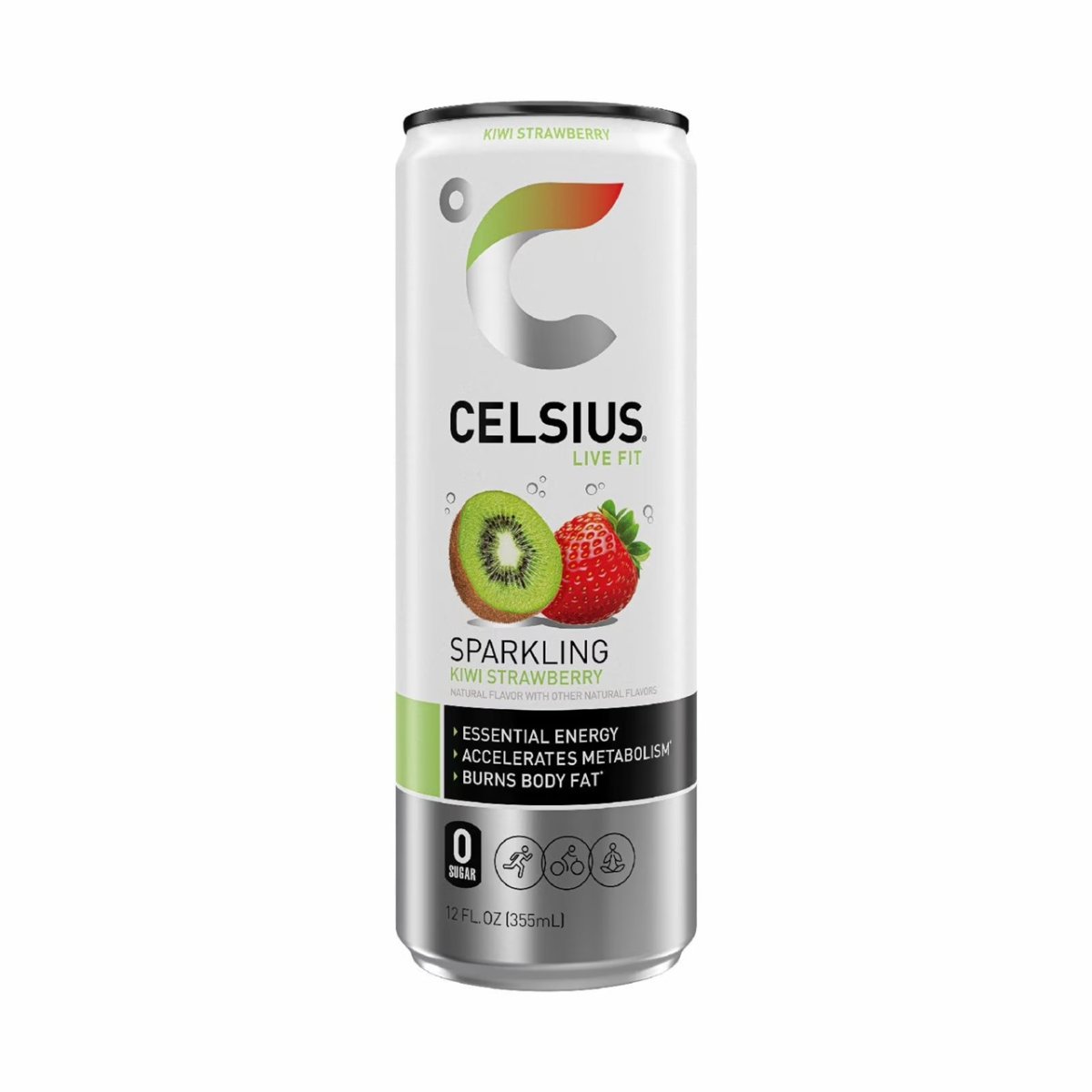 CELSIUS Strawberry Kiwi Sparkling, Functional Energy Drink 12 fl oz Single Can