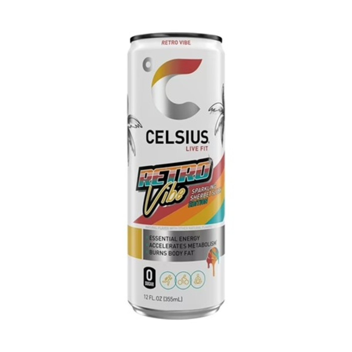 CELSIUS Sparkling Retro Vibe, Functional Energy Drink, 12 fl oz Single Can