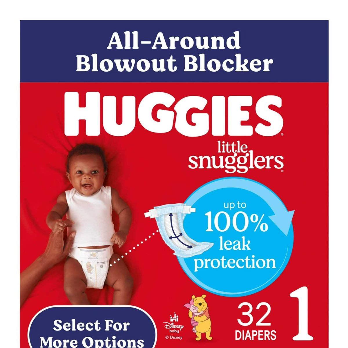 Huggies Little Snugglers Baby Diapers Size 1 (8-14 lbs), 32 Count (Select for More)