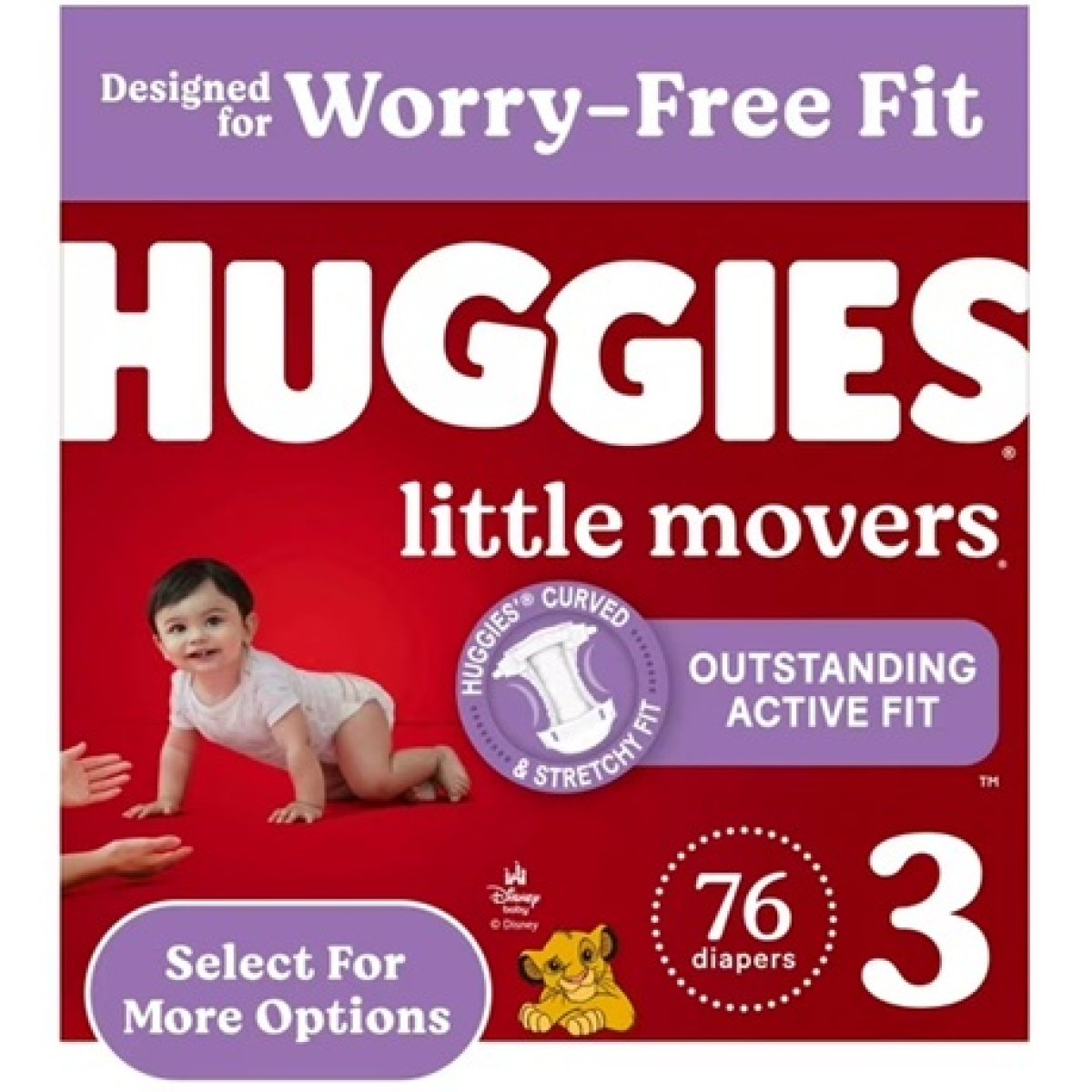 Huggies Little Movers Baby Diapers Size 3 (16-28 lbs), 76 Count (Select for More)