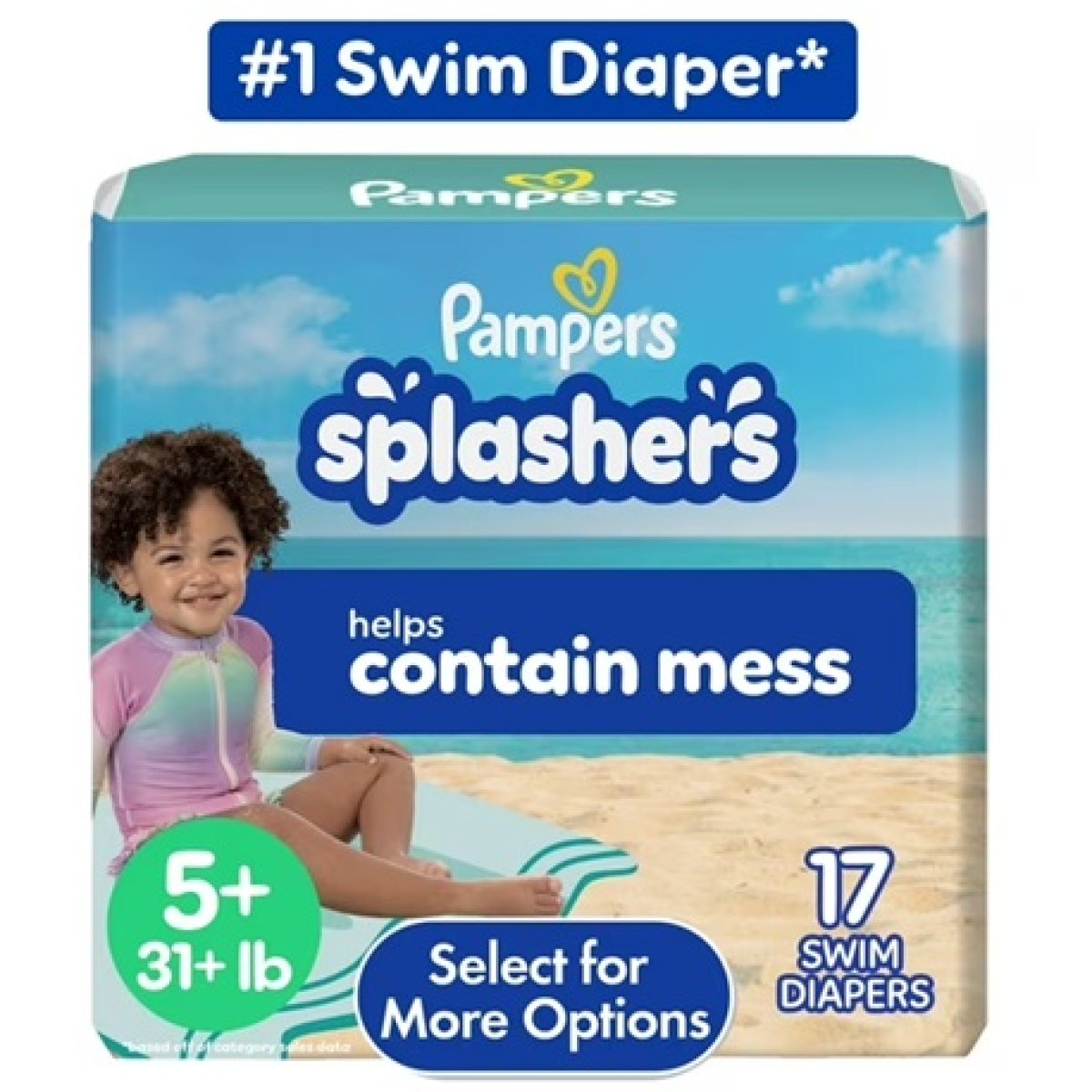 Pampers Splashers Swim Diapers Size 5+, 17 Count (Select to See More Options)
