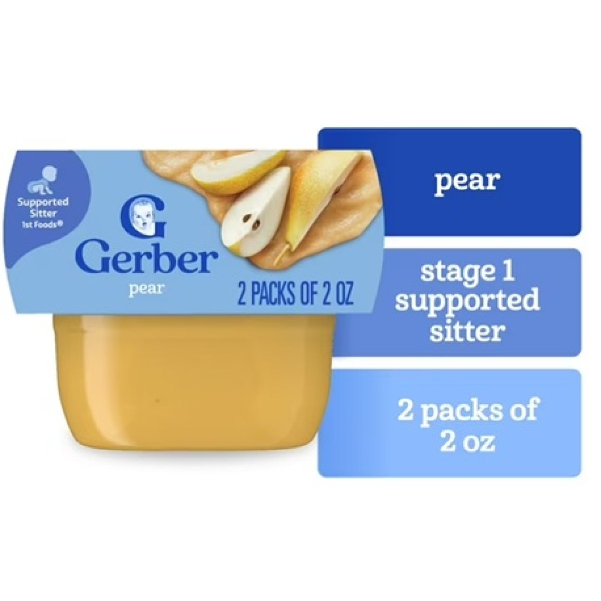 Gerber 1st Foods Baby Food, Pear, 2 oz Pots (Pack of 2)