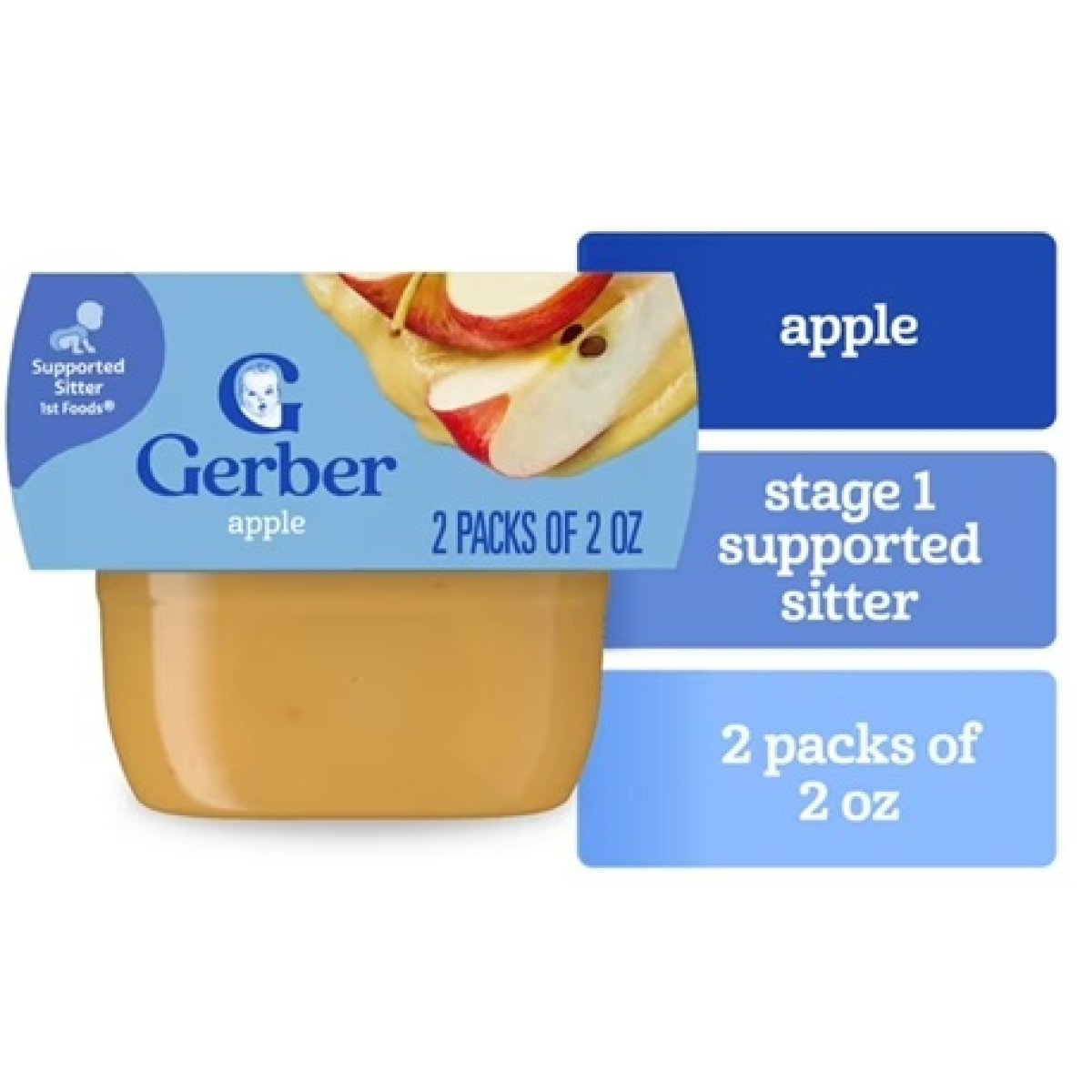 Gerber 1st Foods Baby Food, Apple Puree, Clean Label Project, 2 oz Tubs (2 Pack)