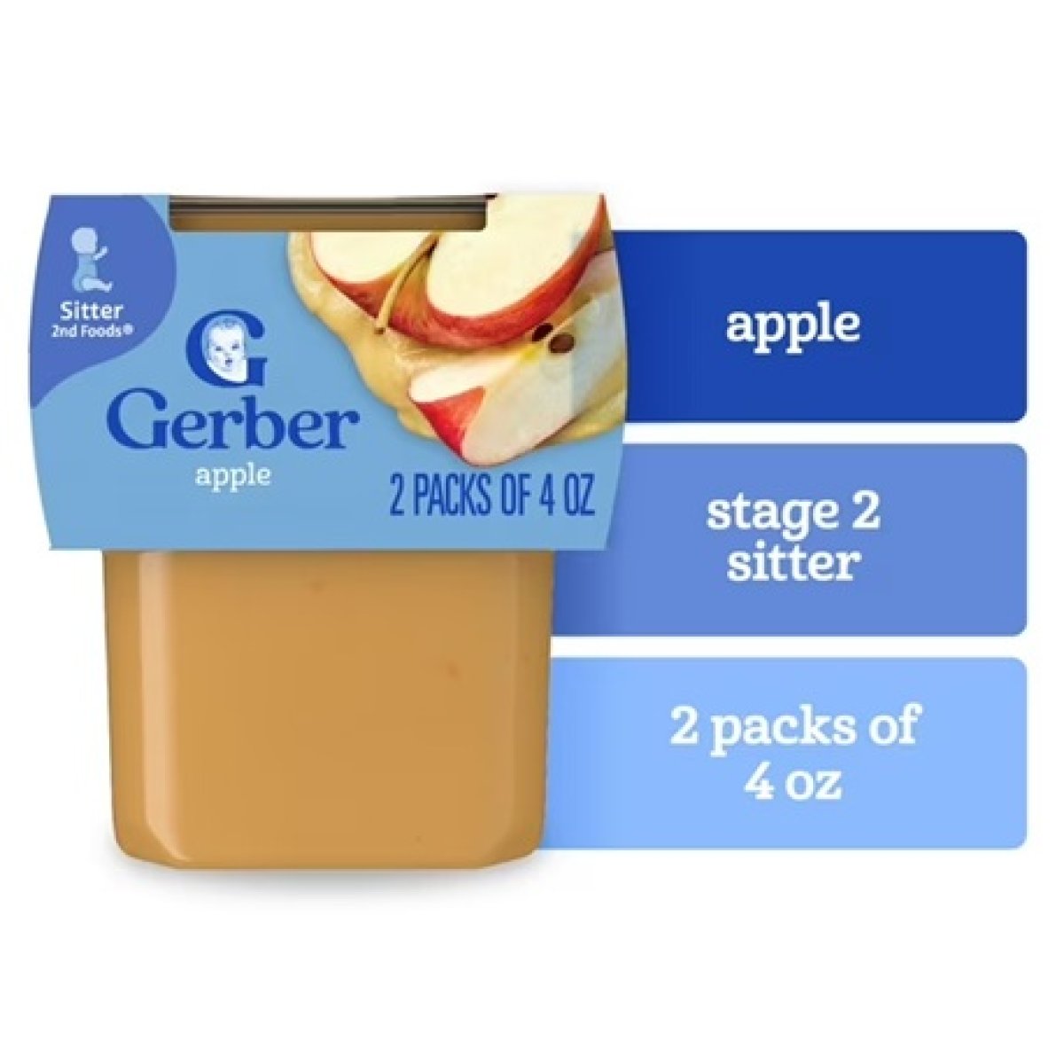 Gerber Stage 2 Baby Food, Apple Puree Pots, Baby Puree 8 oz