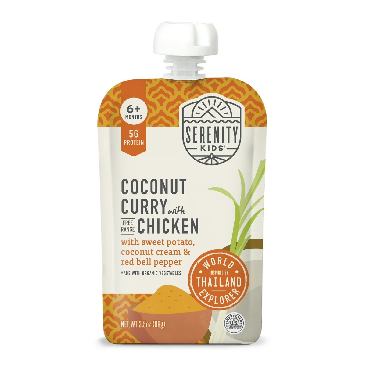 Serenity Kids World Explorer Coconut Curry Stage 2 Baby Food Free Range Chicken & Organic Veggies, 3.5oz Pouch
