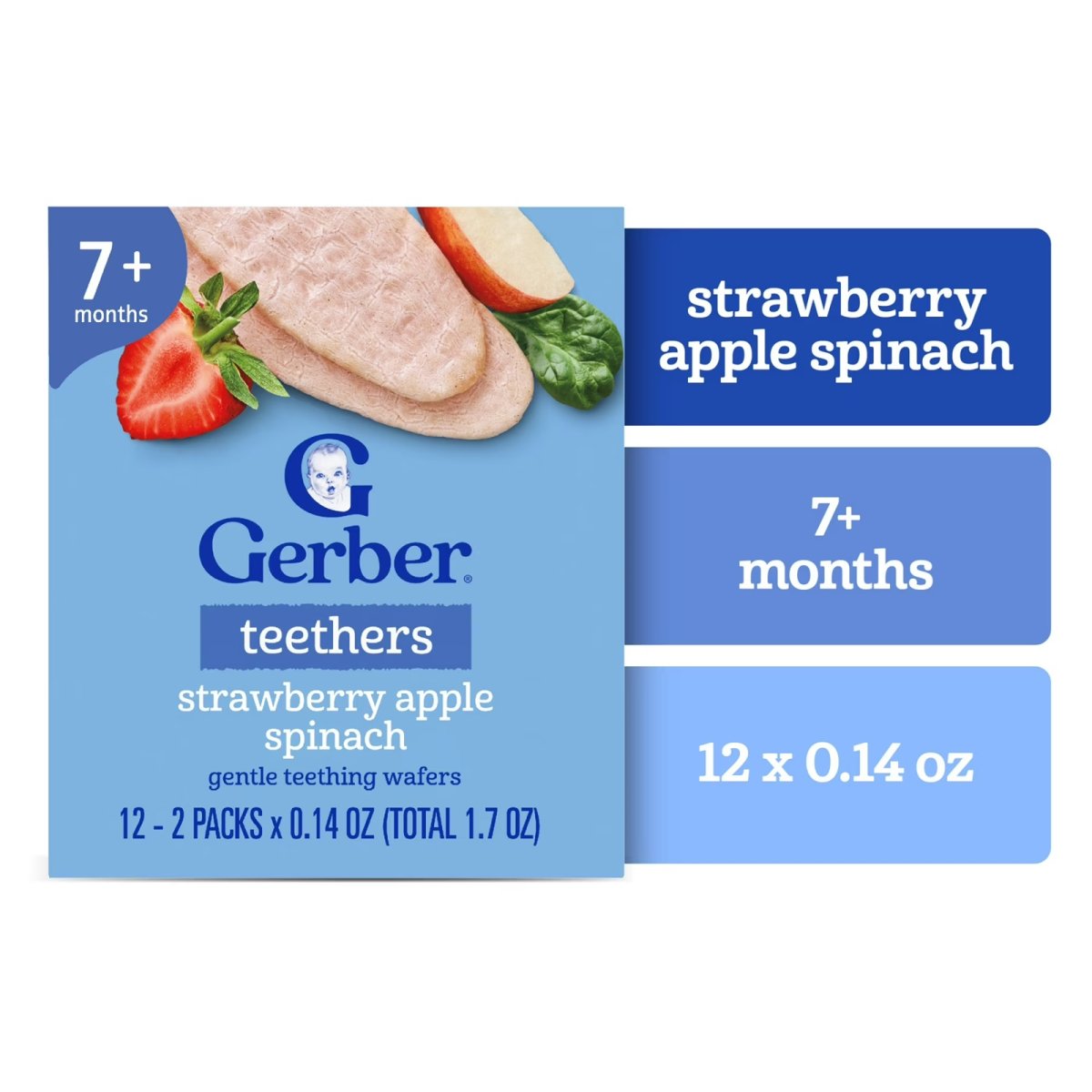 Gerber Stage 3 Baby Food, Teethers, Strawberry Apple Spinach, 1.7 oz, 12 ct