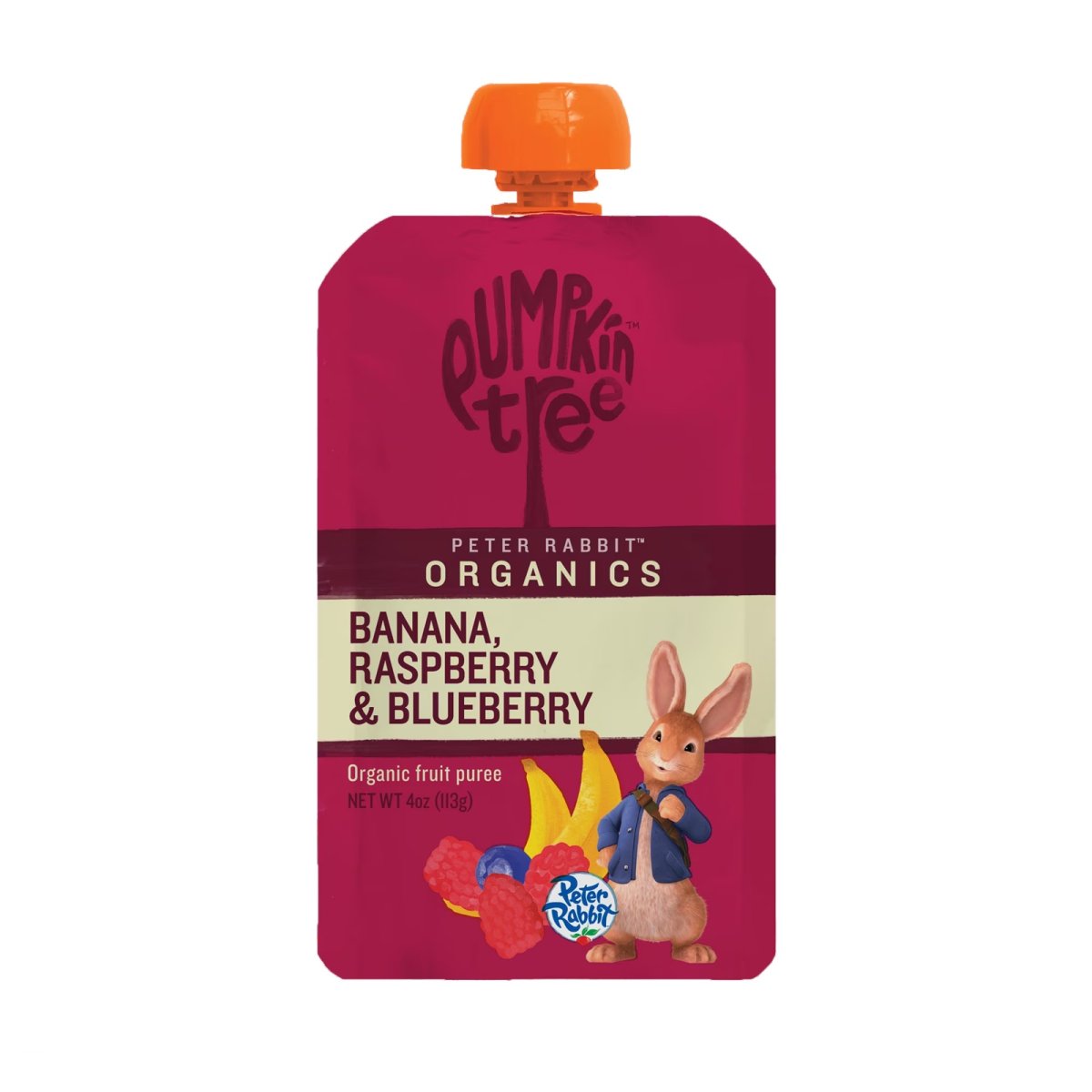 Peter Rabbit Banana, Raspberry & Blueberry Organic Fruit Puree, 4 oz Toddler Snack