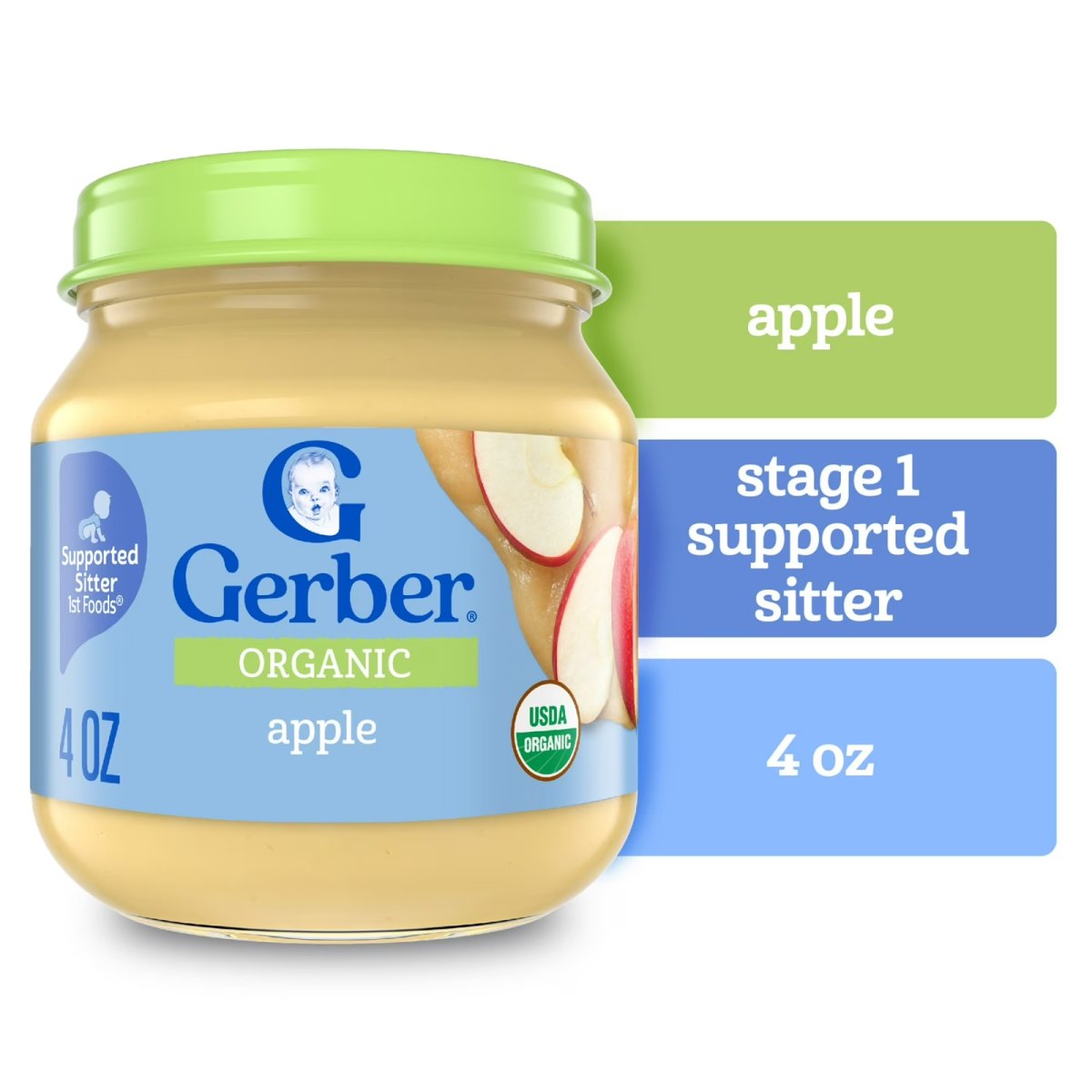 Gerber 1st Foods Organic for Baby Baby Food Apple, 4 oz Jar