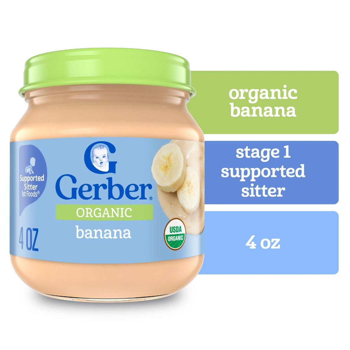 Gerber 1st Foods Organic for Baby Baby Food, Banana, 4 oz Jar