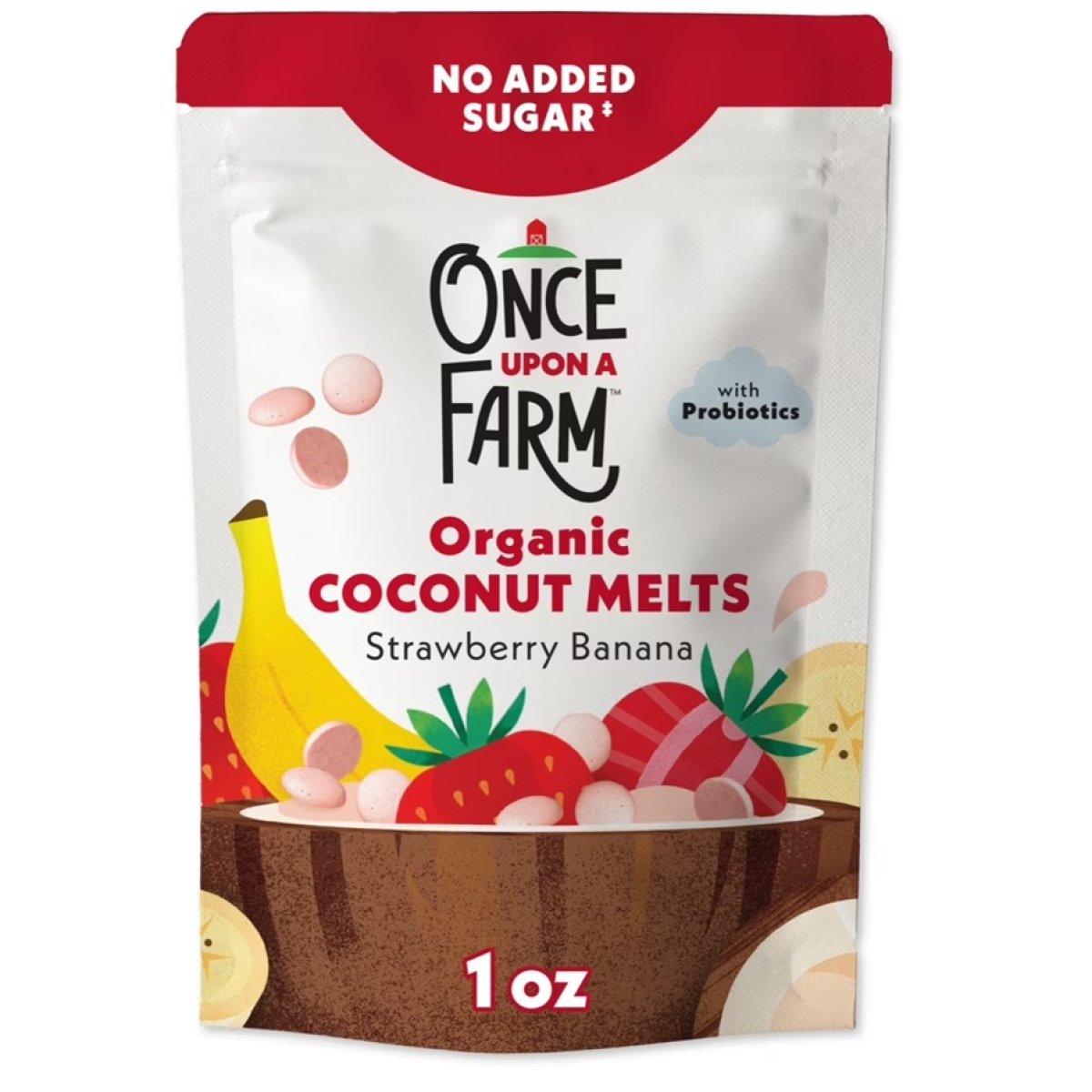 Once Upon a Farm Organic Coconut Melts, Strawberry Banana, 1 oz