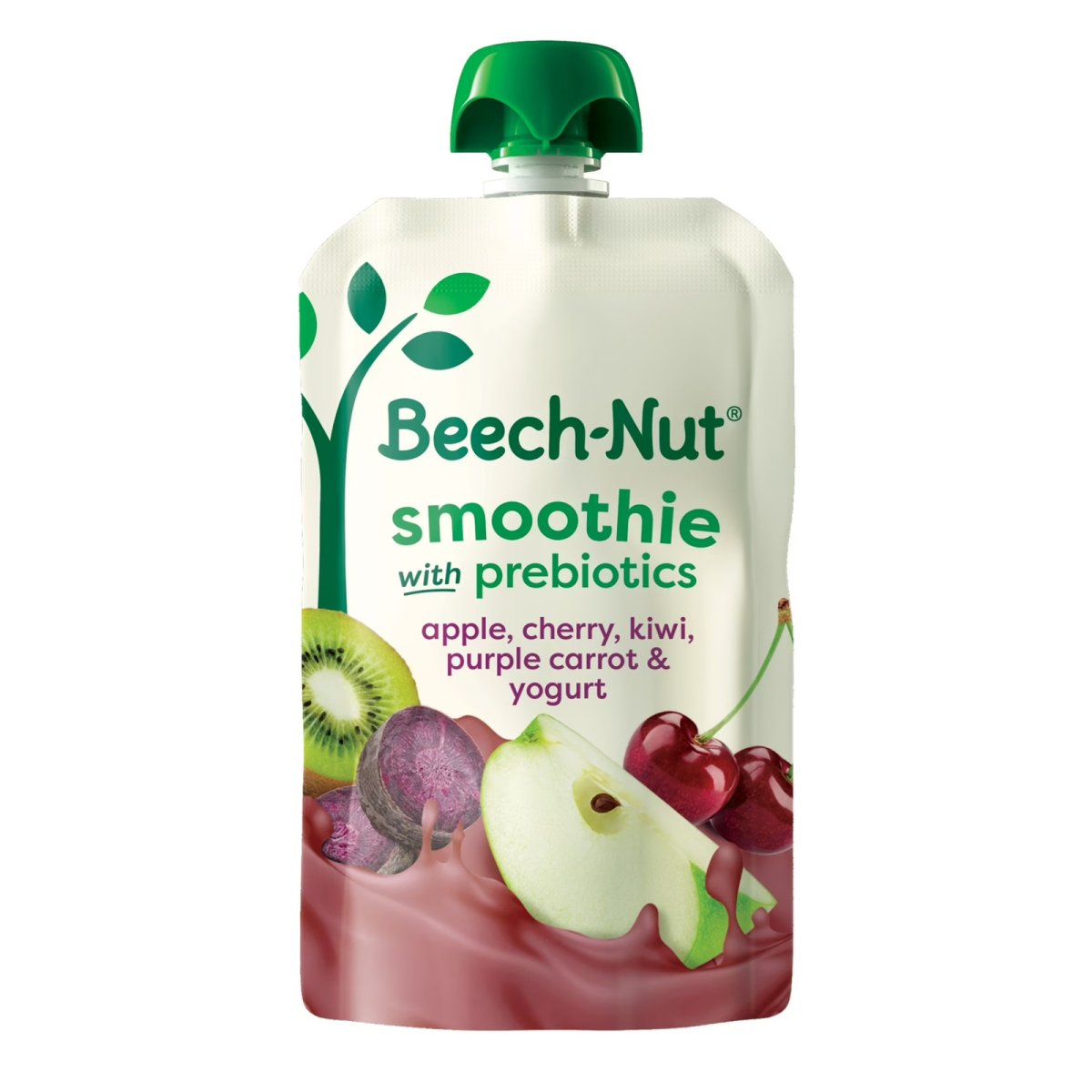 Beech-Nut Smoothie + Prebiotics for Toddlers, Apple Cherry Prpl Carrot Yogurt, 3.5oz Pouch