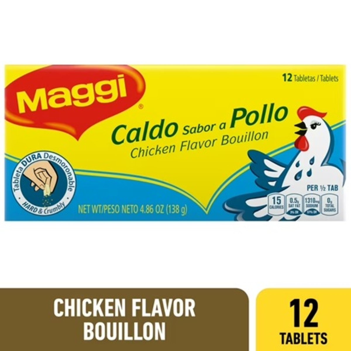 Maggi Chicken Flavored Broth Tablets 4.86 oz, 12 Tablets