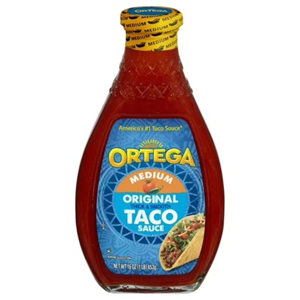 Ortega Original Thick & Mild Medium Chili Sauce for Tacos & Enchiladas, Kosher, 16 oz Jar