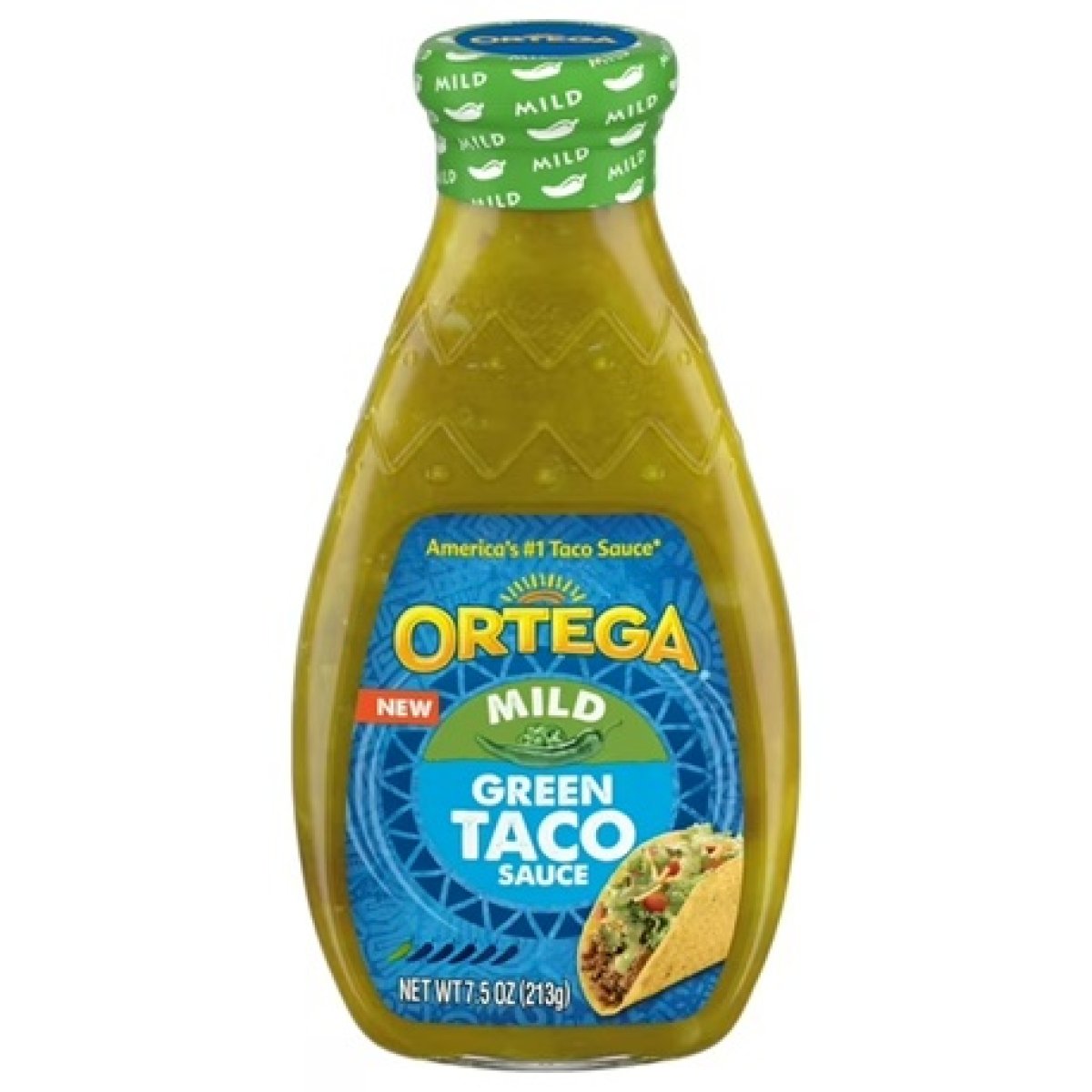 Ortega Mild Green Taco Salsa, Mild Green Salsa for Tacos, Nachos and Fajitas, 7.5 oz Bottle