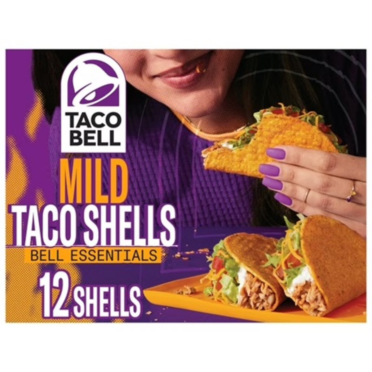 Taco Bell Crispy Tacos, Mild Flavored and Seasoned, 12 Count, 4.8 oz Box