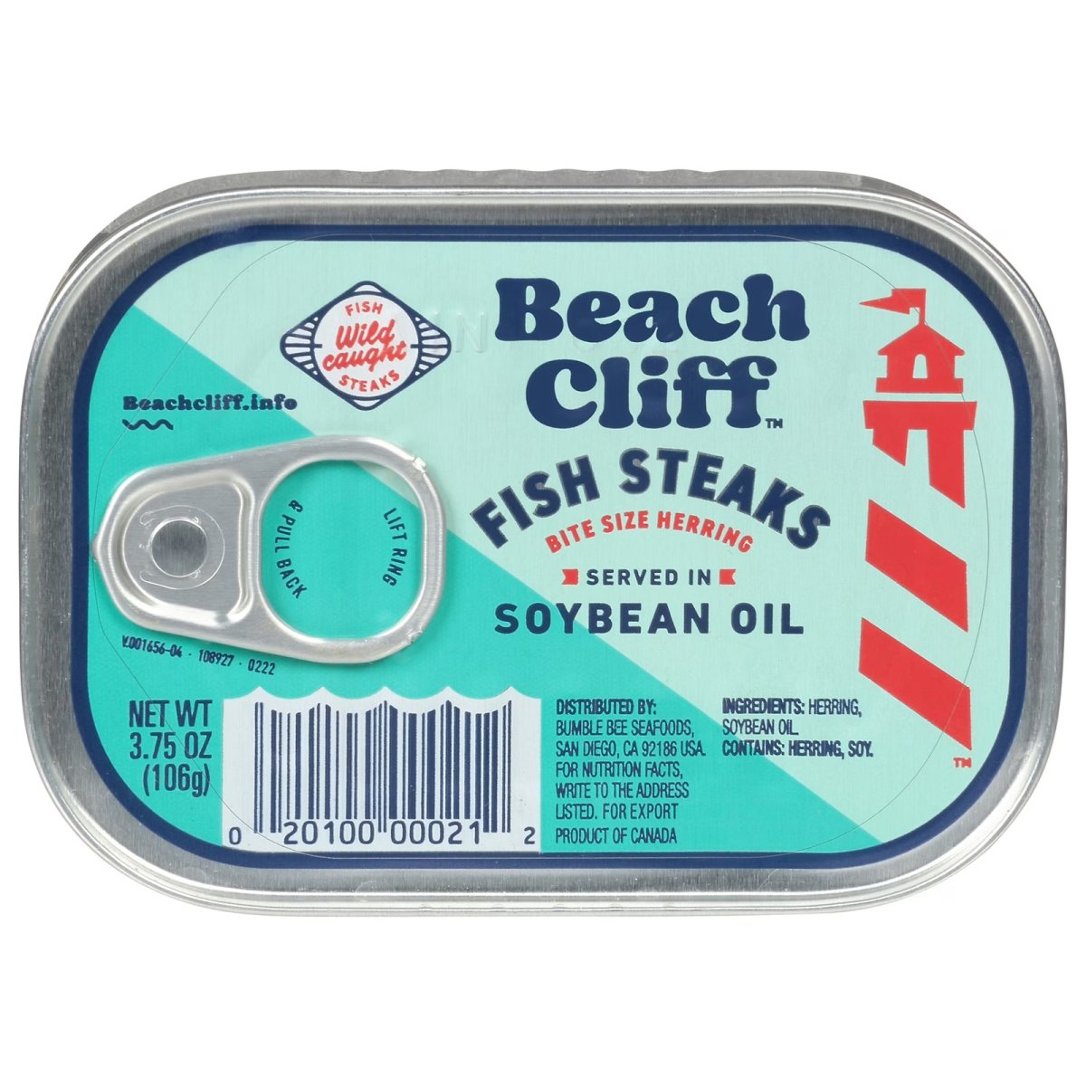 Beach Cliff Wild Fish Fillets in Soybean Oil, Gluten Free, 17g Protein per Serving, Bite-Size Herring, Stable Can, 3.75 oz