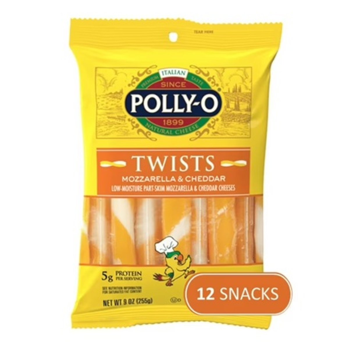 Polly-O Twists String Cheese Mozzarella & Cheddar Cheese Snacks, 12ct Sticks