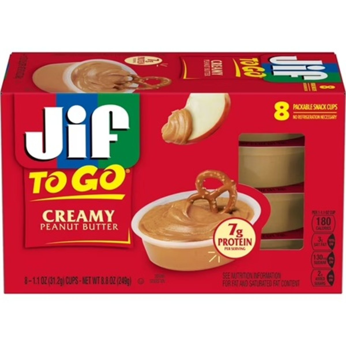 Jif To Go Creamy Peanut Butter 8 Cups, 1.1 oz Unit