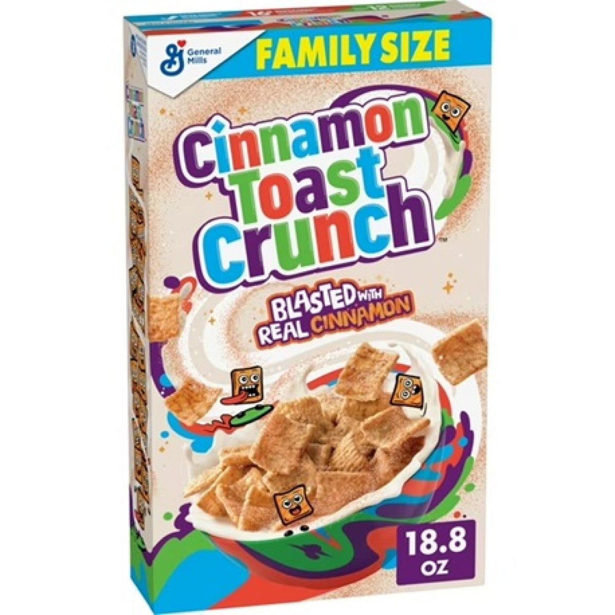 Cinnamon Toast Crunch Breakfast Cereal, Cinnamon Crunchy Cereal, Family Size, 18.8 oz