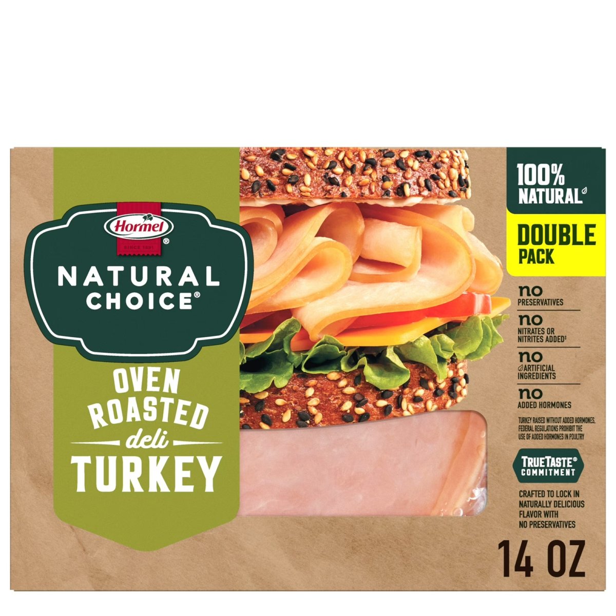 HORMEL NATURAL CHOICE Oven Roasted Sliced ​​Turkey Meat, 14 oz Resealable Plastic Package