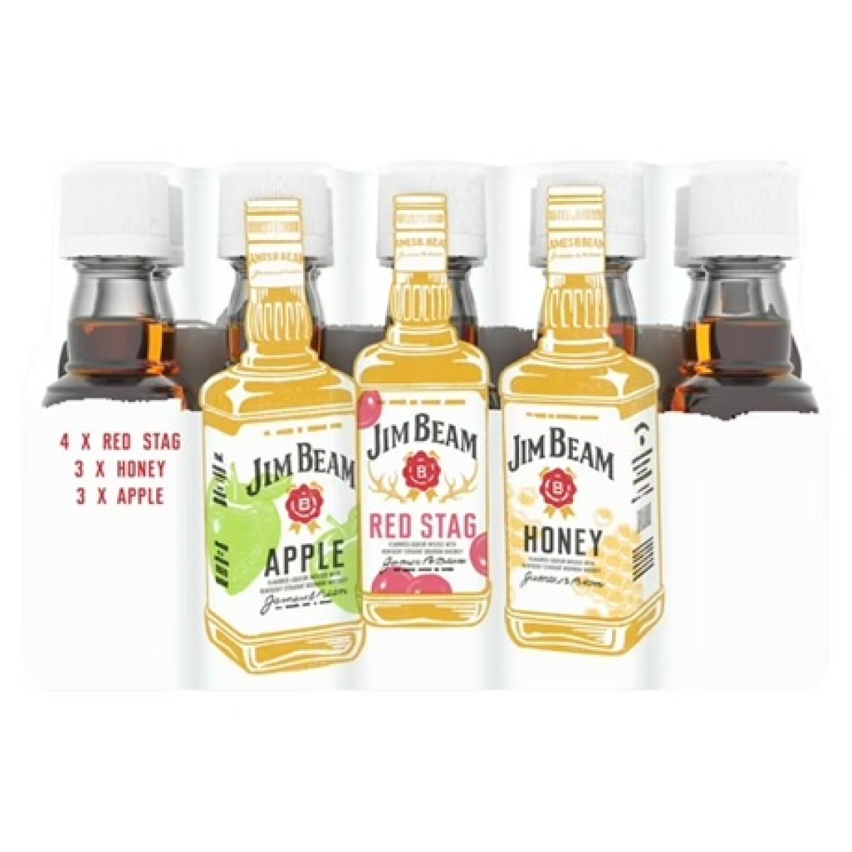 Jim Beam Bourbon Straight Variety Pack of 10 50ml Pet Bottles, 33% ABV