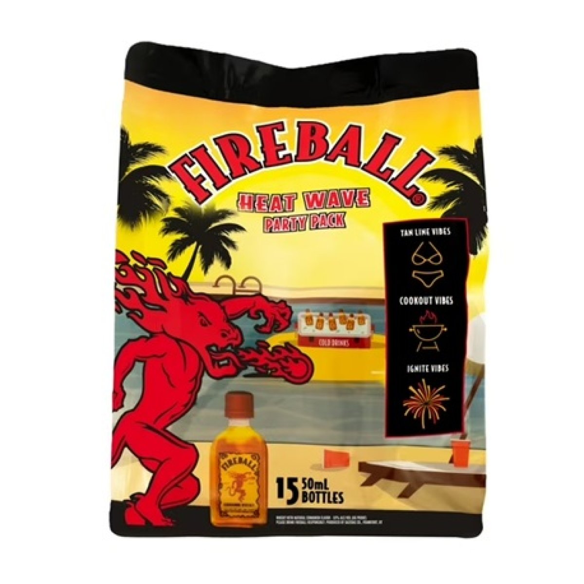 FIREBALL Fireball Seasonal Bag of Cinnamon Whiskey, 50ml Bottles, 15 Units, 33% Alcohol