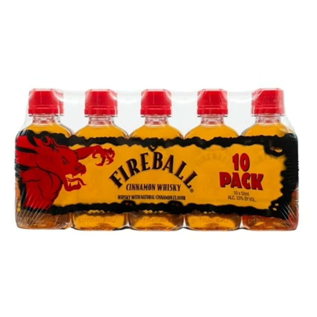 Fireball Cinnamon Whisky 50ml Bottles, 10 Units, 33% Alcohol