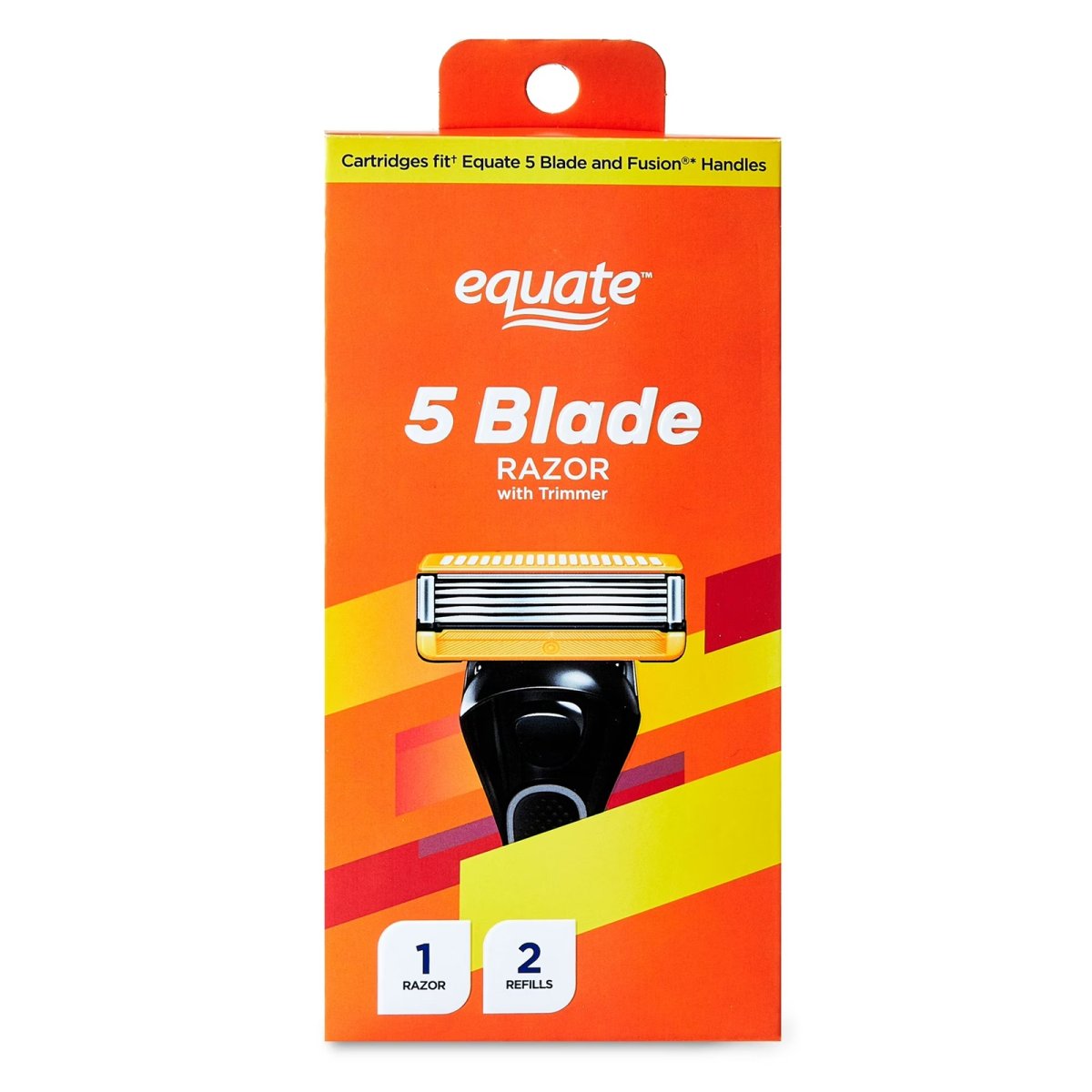 Equate Men's 5-Blade Razor with Trimmer, Equate 5-Blade Cartridges and Gillette® Fusion Handles (1 Razor Handle, 2 Cartridges)