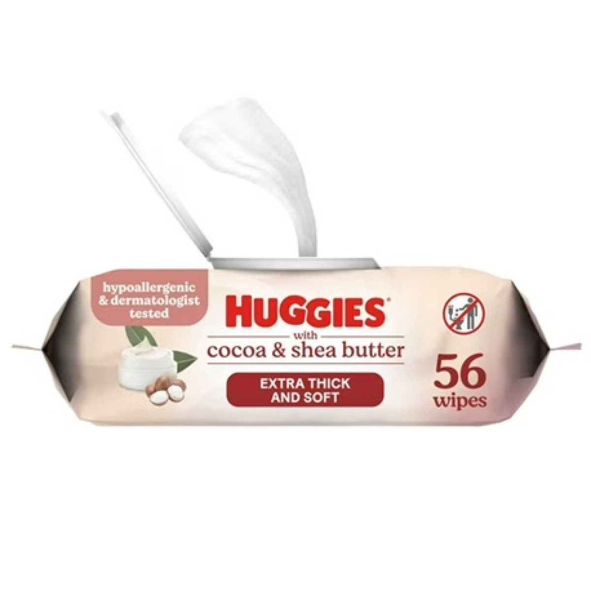 Huggies Baby Wipes for Sensitive Skin Care with Butter, Cocoa & Shea, 1 Pack with Flip-Top Lid, 56 Count Total (Select for More)