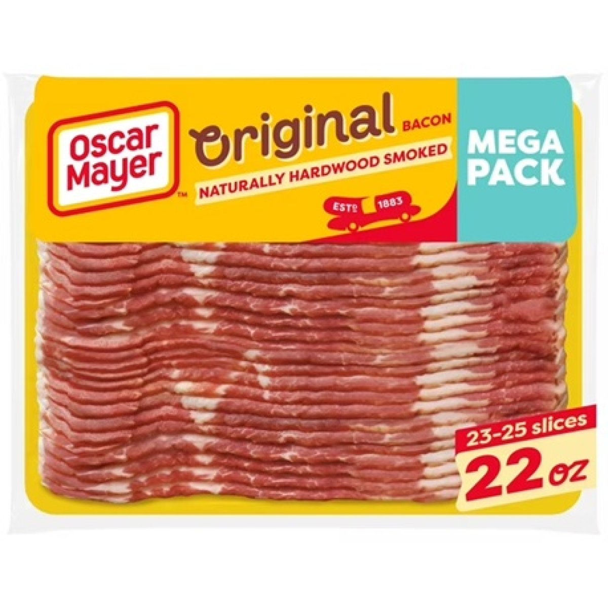 Oscar Mayer Mega Pack Natural Hardwood Smoked Bacon 22 oz Pack, 23-25 ​​Slices