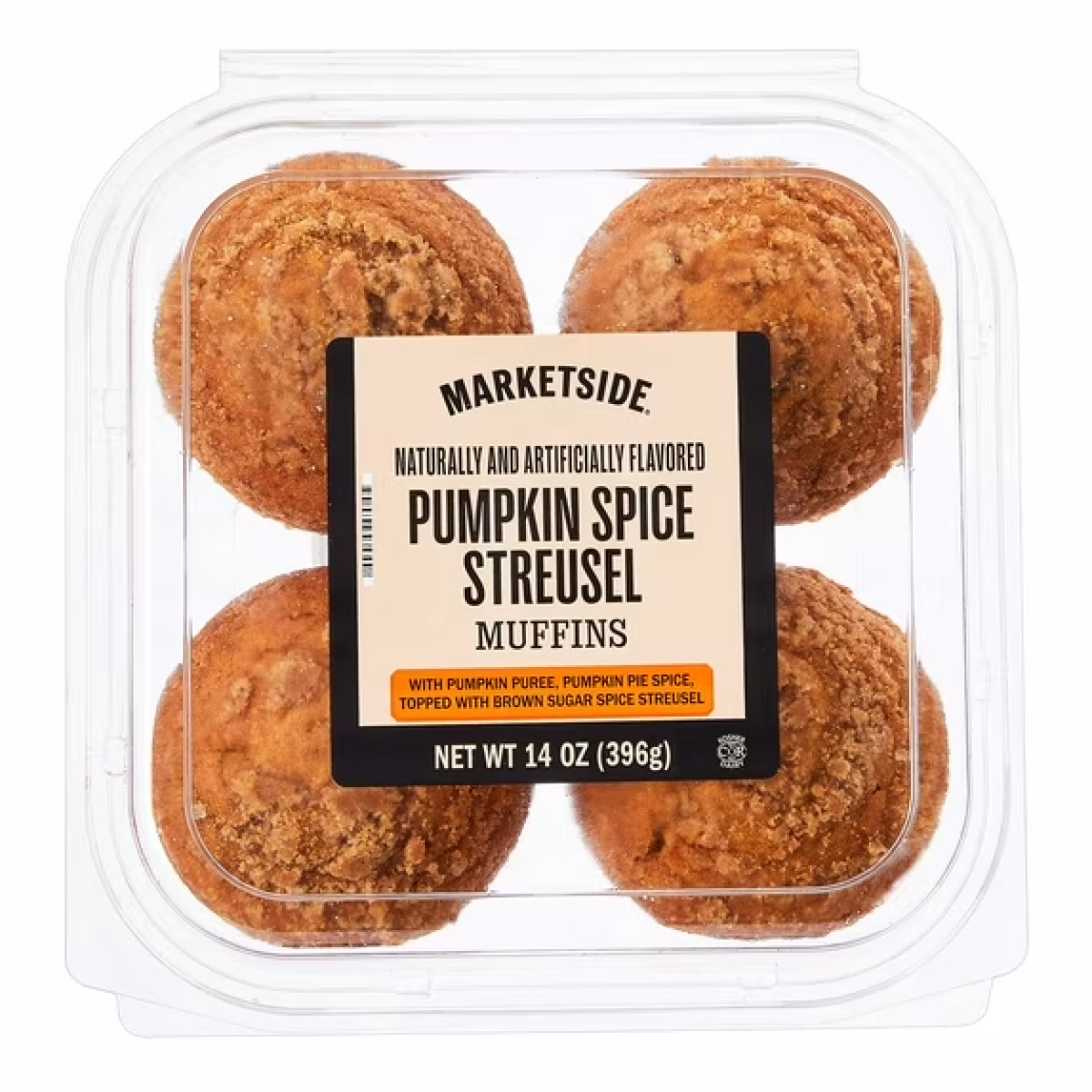 Marketside Pumpkin Spice Streusel Muffins, 14 oz Tray, 4 Count