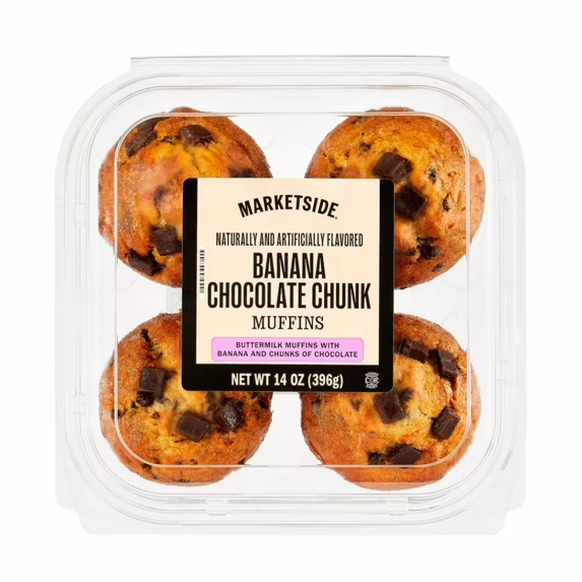 Marketside Banana Chocolate Chunk Muffins, 14 oz, 4 Count