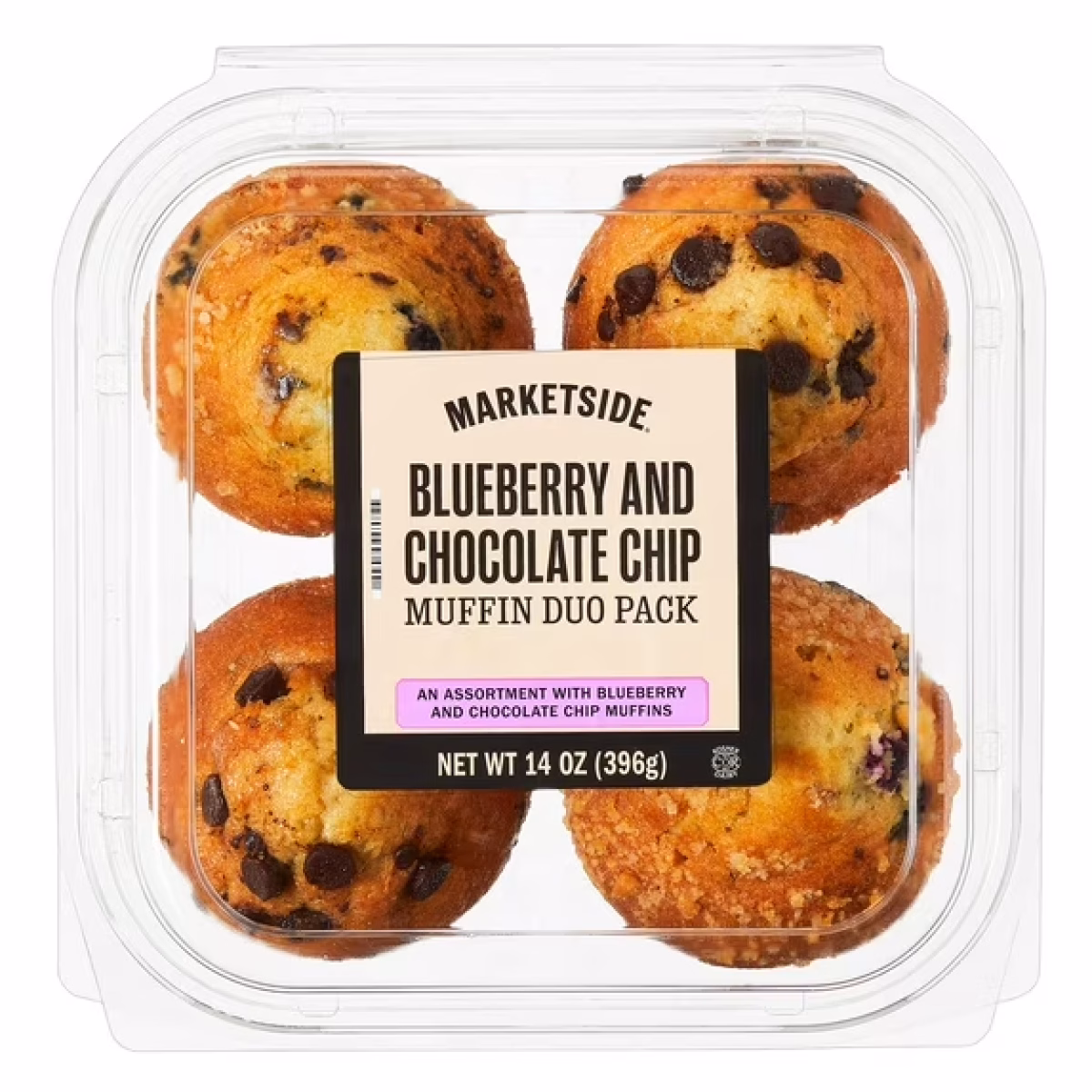 Marketside Blueberry & Chocolate Chip Muffins, 14 oz, 4 Count