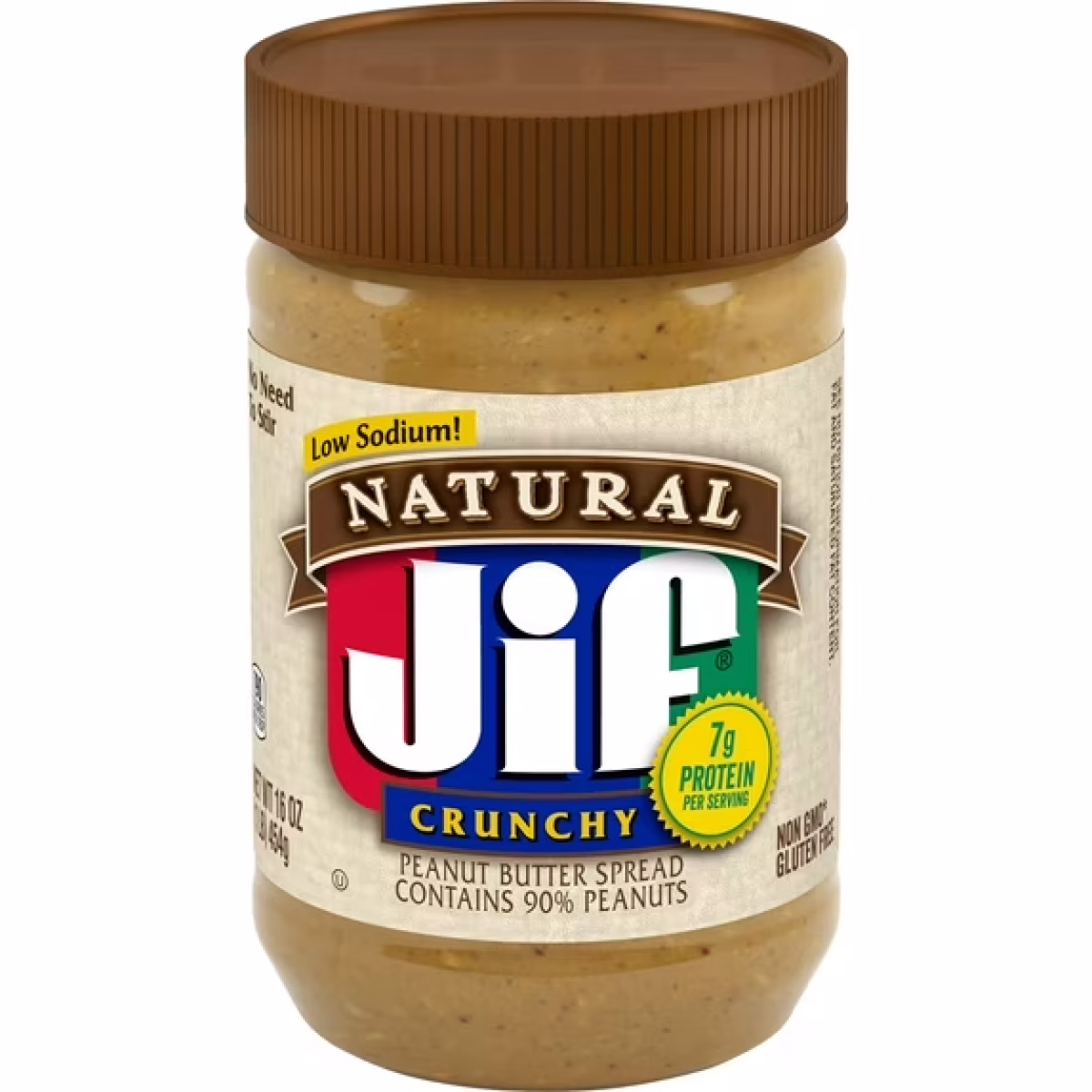 Jif Natural Crunchy Peanut Butter Spread Contains 90% Peanuts, 16 Ounces
