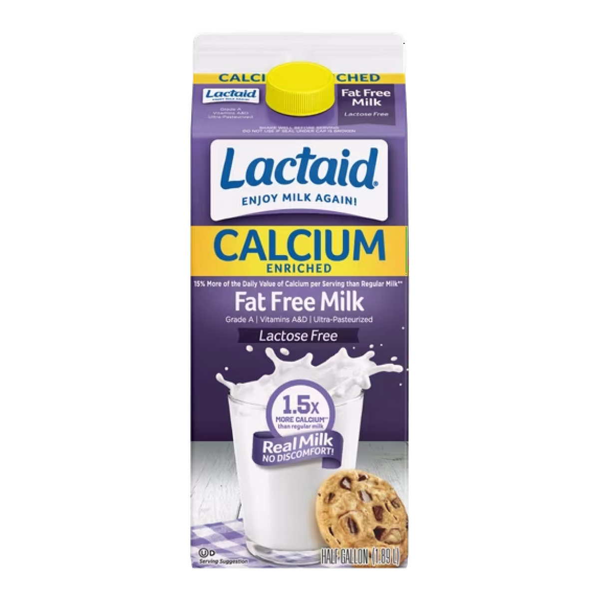 Lactaid Fat Free Milk, Calcium Enriched, 64 oz