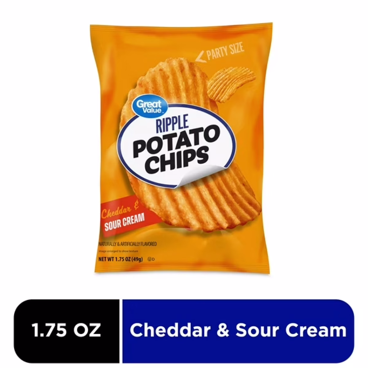 Great Value Cheddar Sour Cream Ripple Chips, 1.75 oz