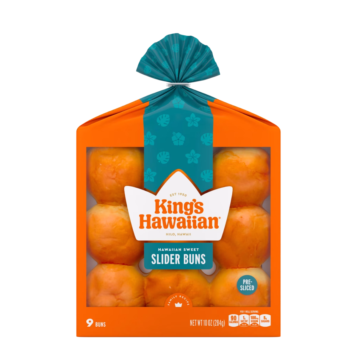 King's Hawaiian Sweet Pre-Sliced Slider Mini Buns 9 Count, 10oz, Shelf-Stable