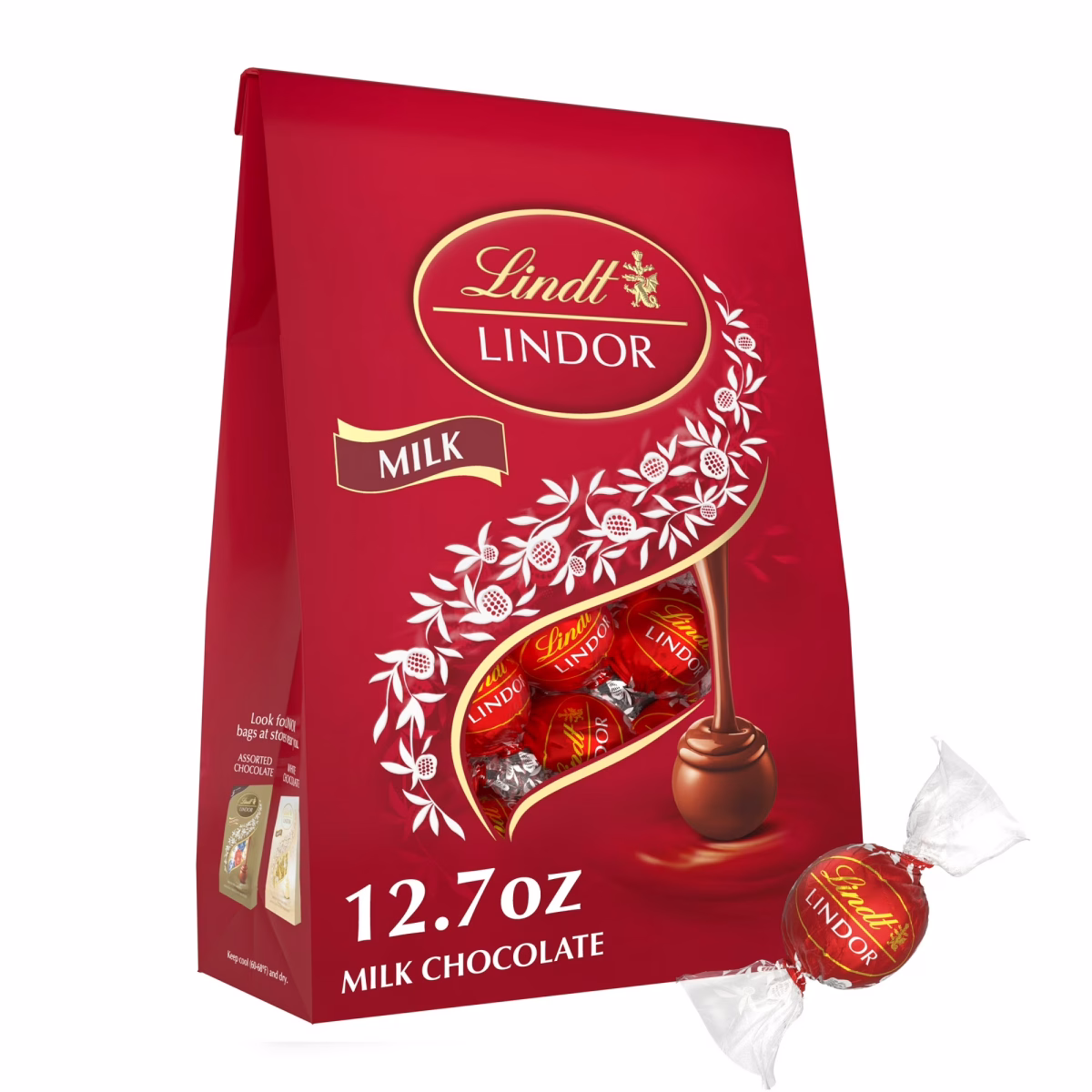 Lindt LINDOR Milk Chocolate Candy Truffles, 12.7 oz. Bag
