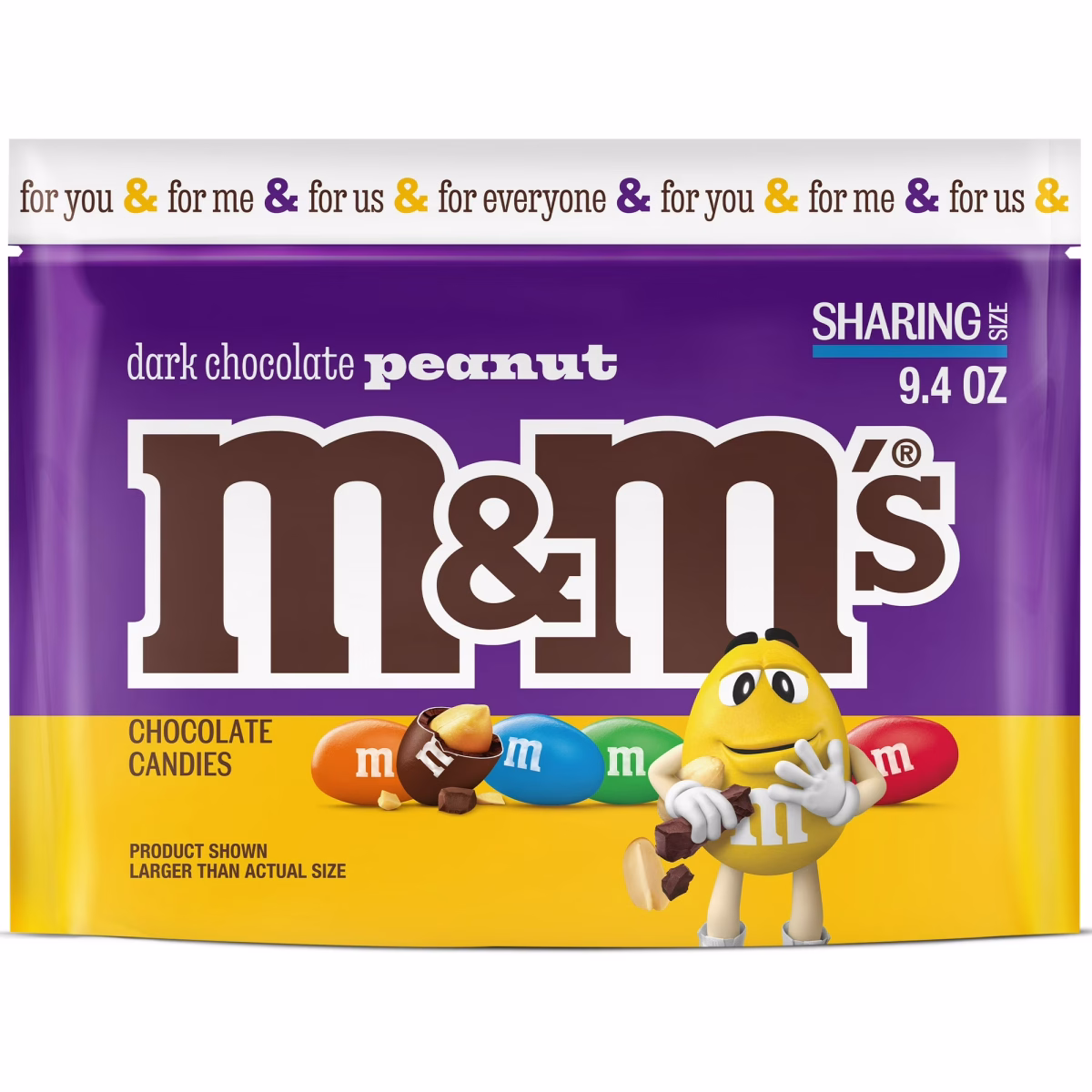 M&M's Peanut Dark Chocolate Candy, Sharing Size - 9.4 oz Bag