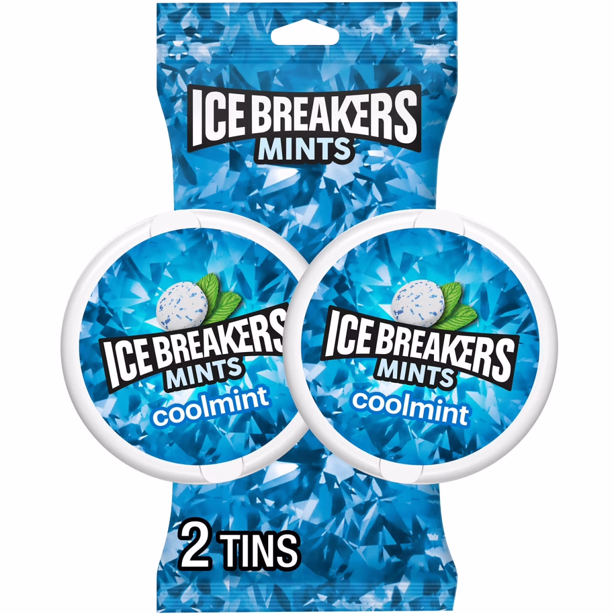 Ice Breakers Coolmint Sugar Free Mints, Tins 1.5 oz, 2 Count