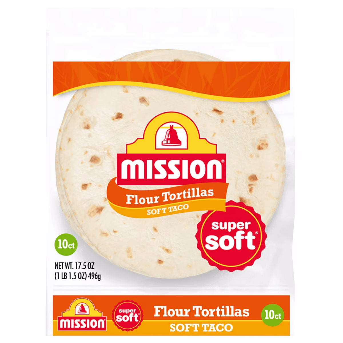 Mission Super Soft Flour Tortillas, Soft Taco Size, 10 Count