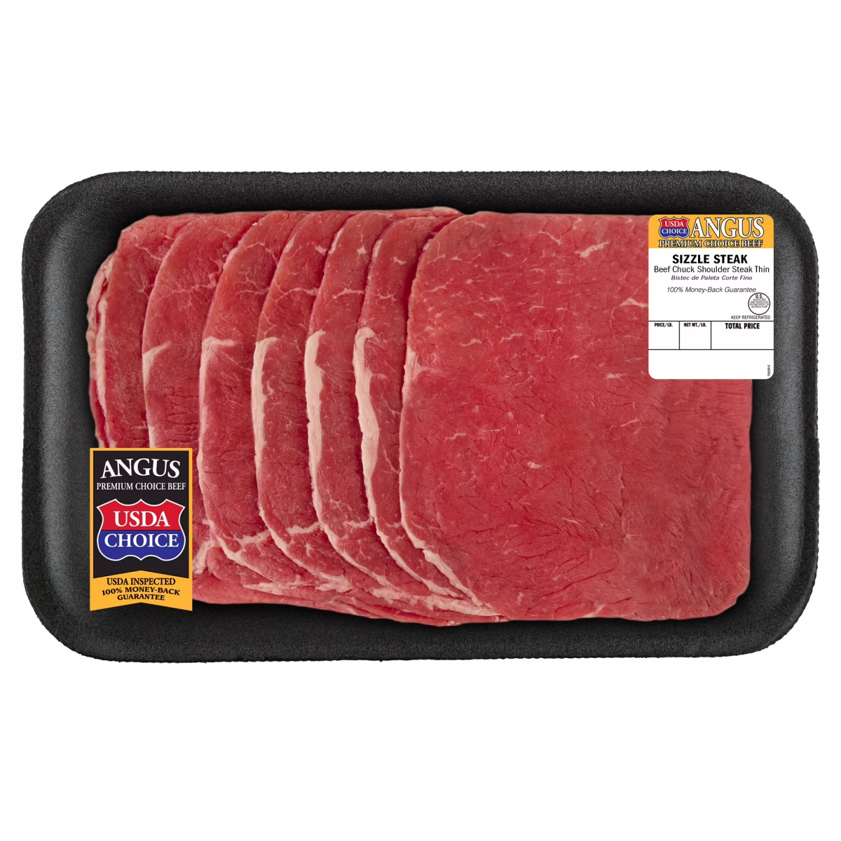 Beef Choice Angus Chuck Sizzle Steak, 0.6 - 1.55 lb Tray