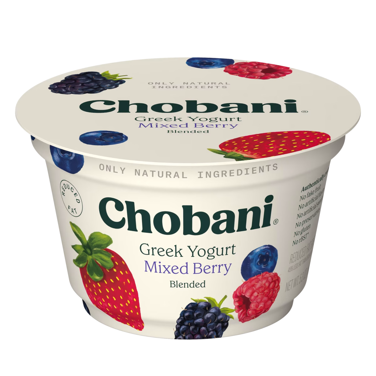 Chobani Low-Fat Greek Yogurt Mixed Berry Blended 5.3 oz Cup