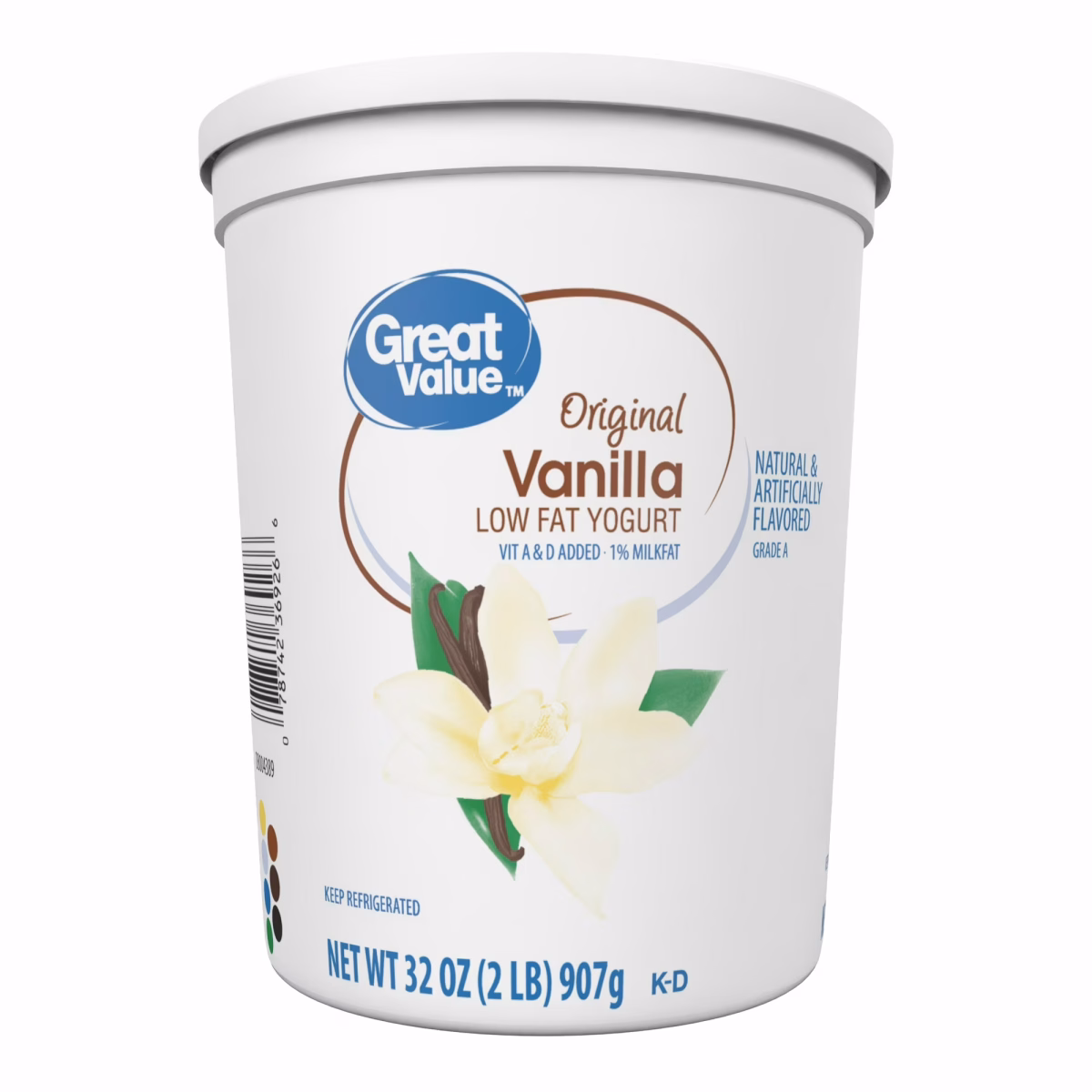 Great Value Original Vanilla Low-fat Yogurt, 32 oz Tub