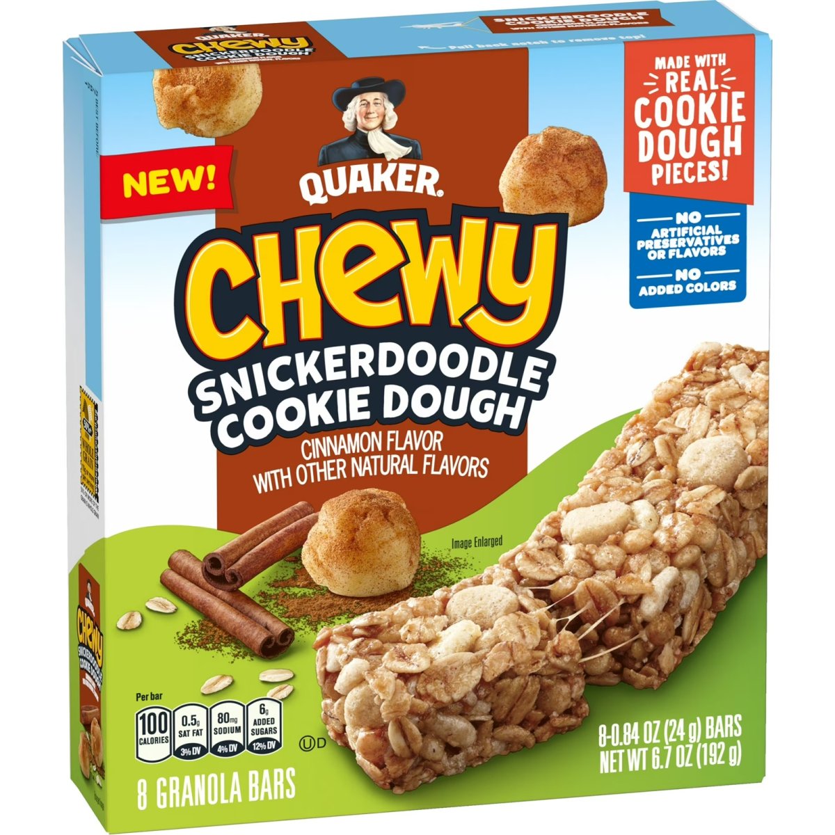 Quaker Chewy Granola Bars, Snickerdoodle, 0.84 oz, 8 Units