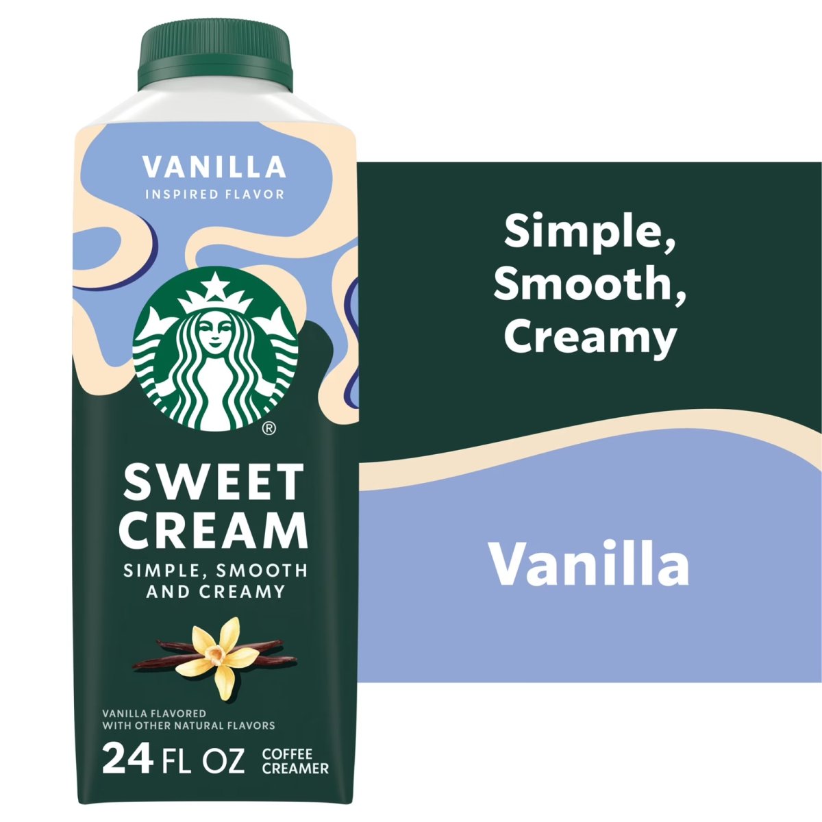 Starbucks Sweet Vanilla Flavored Coffee Creamer, Perfect for Cold Brew and Iced Coffee 24 fl oz