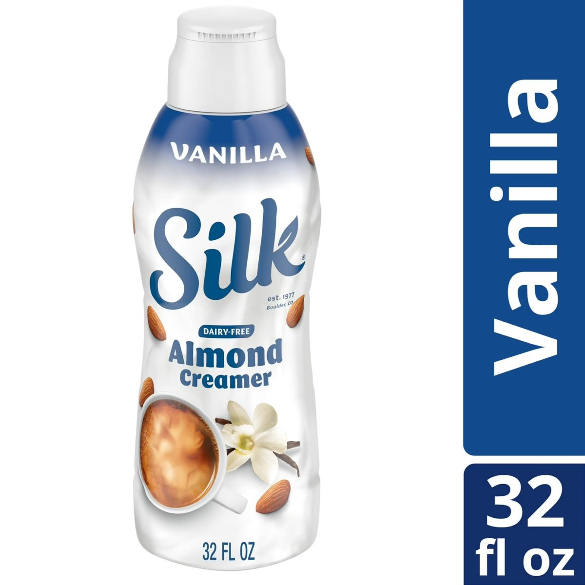 Silk Dairy-Free, Plant-Based, Gluten-Free Vanilla and Almond Coffee Creamer, 32 FL OZ Box