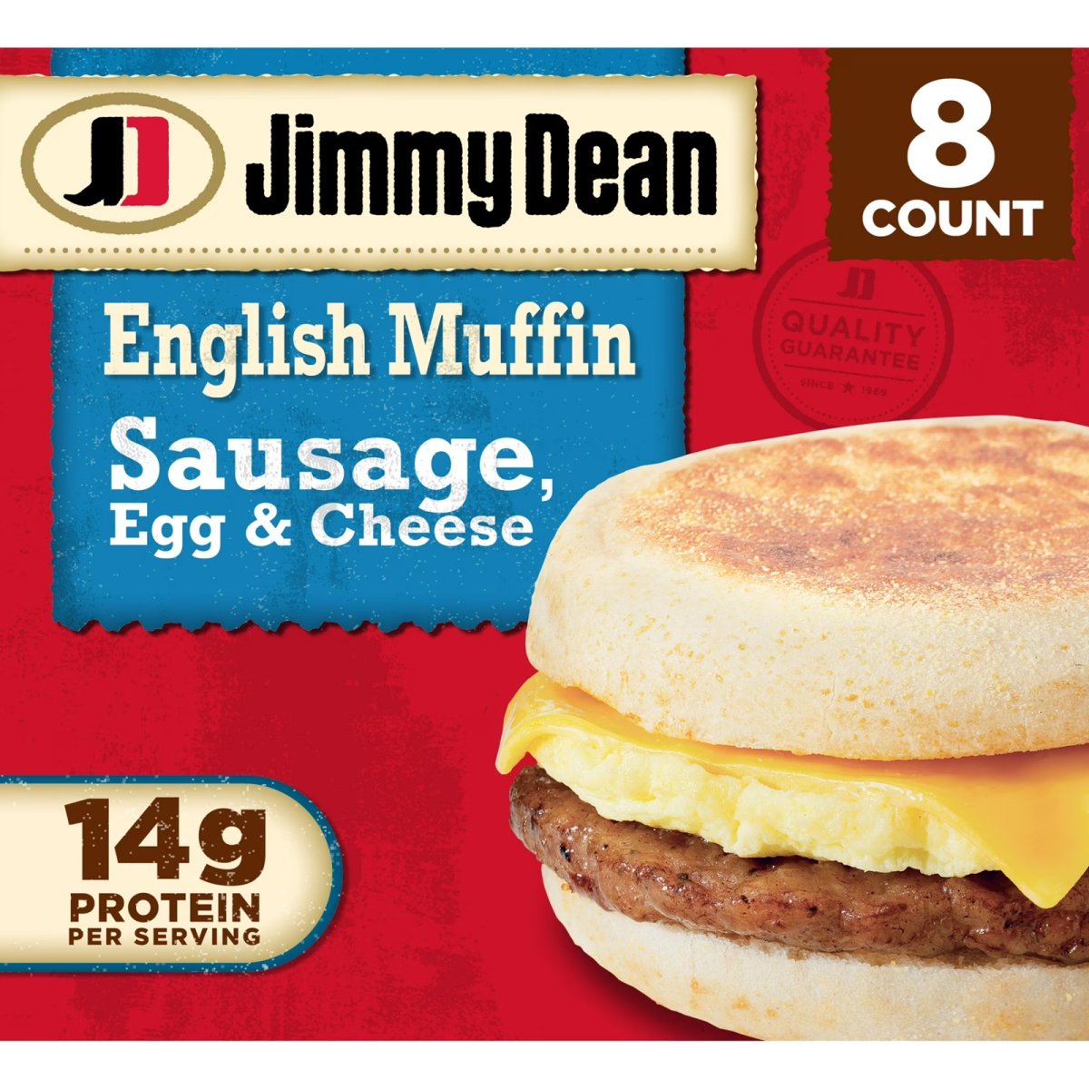 Jimmy Dean Sausage, Egg and Cheese Breakfast Sandwich in an English Muffin, 36.8 oz, 8 Count (Frozen)