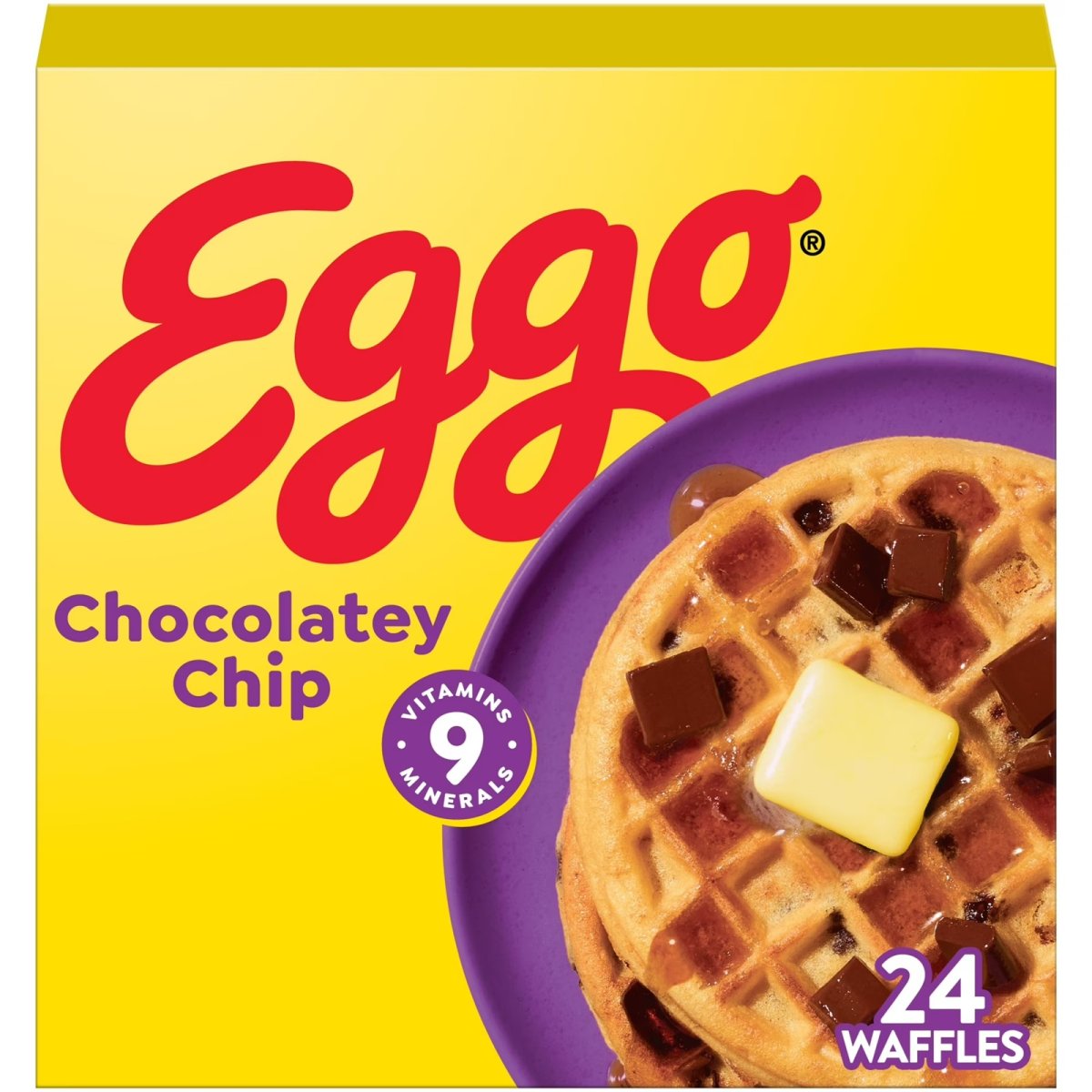 Eggo Waffles with Chocolate Chip Flavor, Frozen Breakfast, 29.6 oz, 24 Pack