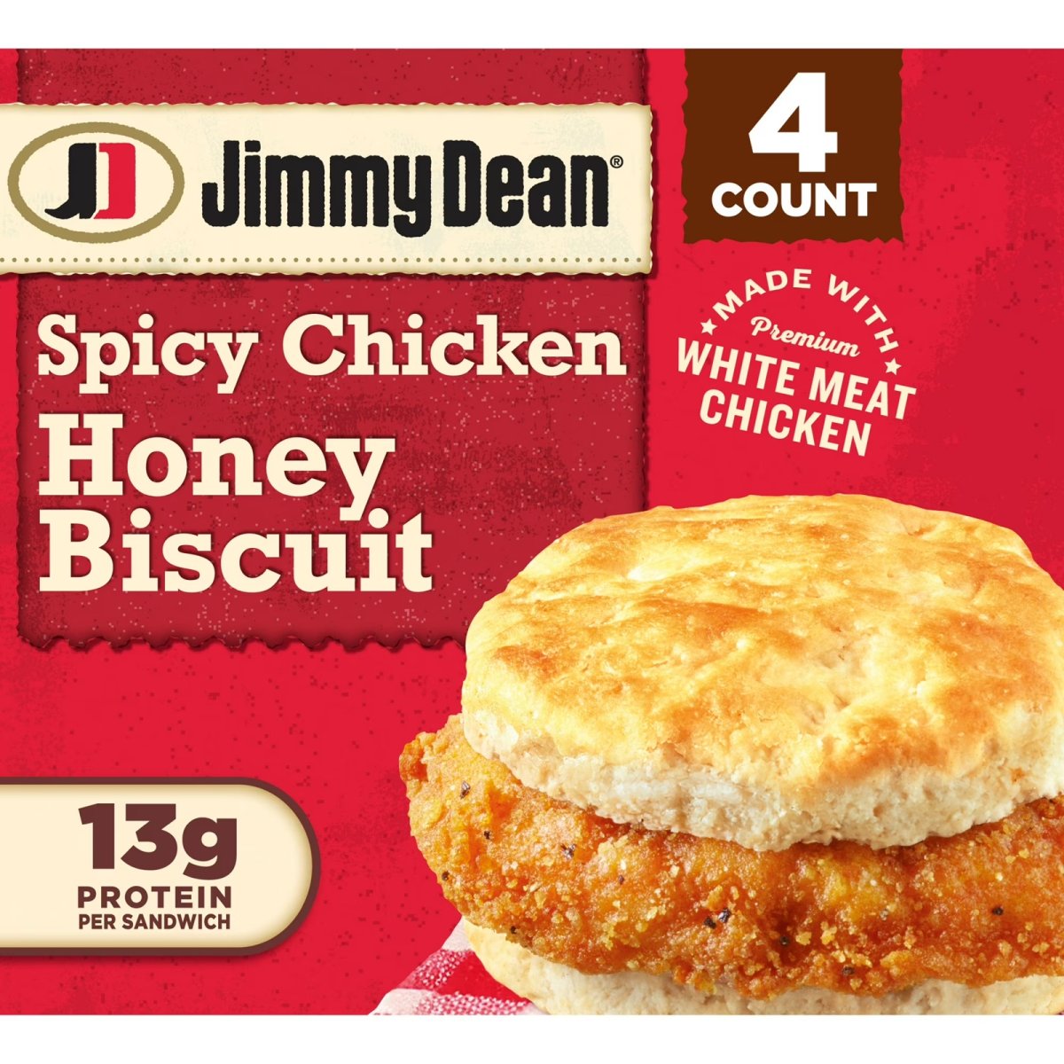 Jimmy Dean Honey Spicy Crispy Chicken Biscuits, 16.4 oz, 4 Count (Frozen)